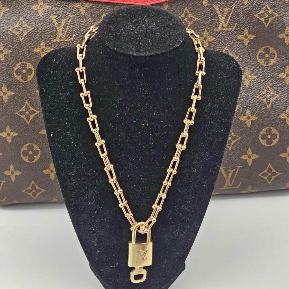 Authentic Louis Vuitton Lock & Key with Unbranded Gold Plated Horseshoe Necklace